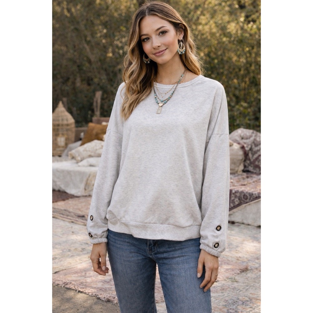 Doe And Rae Sweatshirt Grey With Metal Details Large